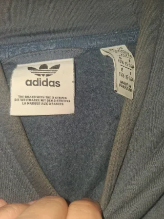 Sudadera Adidas Azul con Logo y Rayas