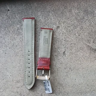 Cinturino vera pelle marrone/rosso