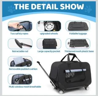 Trasportino per animali con ruote petemoo nero