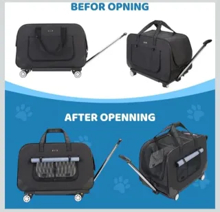 Trasportino per animali con ruote petemoo nero