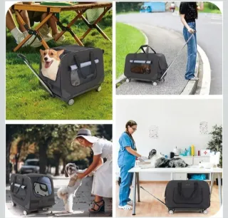 Trasportino per animali con ruote petemoo nero