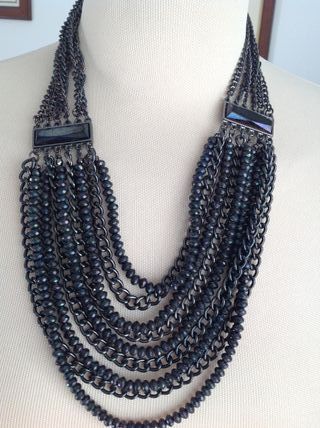 ELEGANTISSIMA COLLANA 9 FILI COLORE BLU SCURO