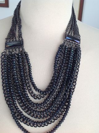 ELEGANTISSIMA COLLANA 9 FILI COLORE BLU SCURO