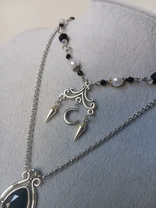 Doppia Collana Choker "DARK ACADEMIA" in acciaio