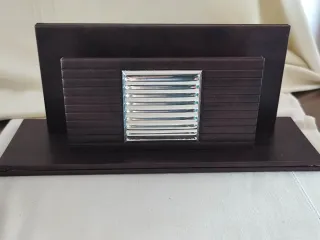 Svuotatasche e porta posta in pelle e argento