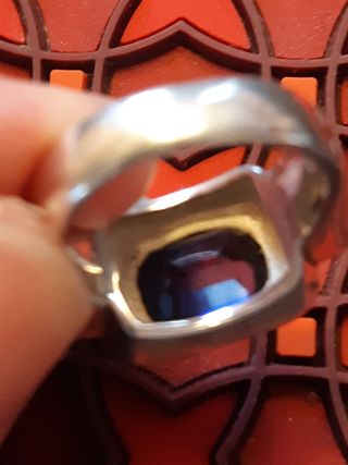 Anillo Plata 925 Gema Azul Vintage 11gr