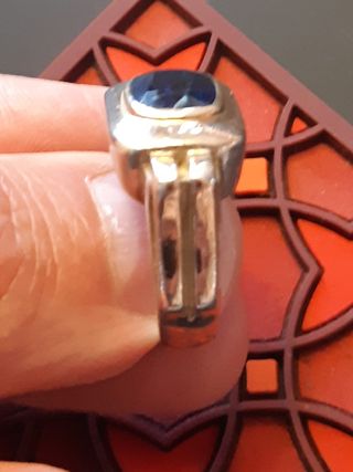 Anillo Plata 925 Gema Azul Vintage 11gr