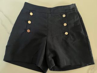 Shorts blu scuro a vita alta