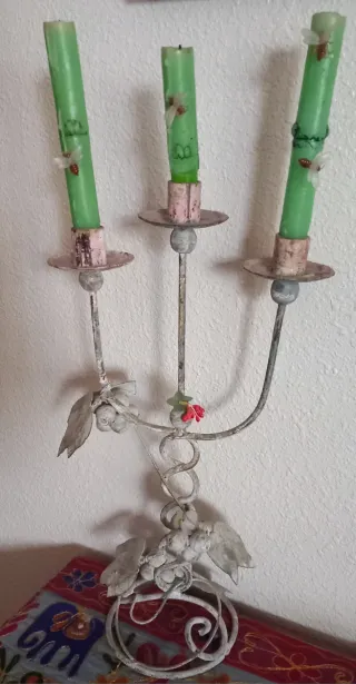 Candelabro Vintage 3 Velas Metal Decorativo