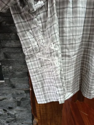 Camisa chico cuadros gris y blanco Talla S