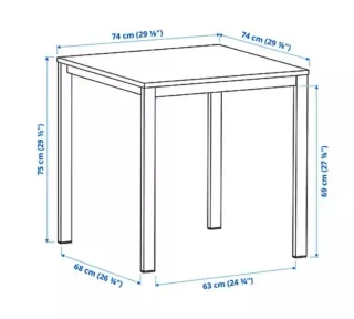 601705205 wasap Tavolo da Pranzo Ikea Bianco 74x74x75