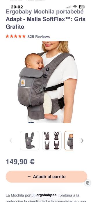Mochila Portabebé Ergobaby Adapt Gris