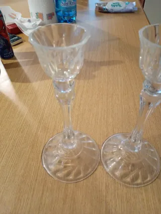 2 Candelabri Vintage Vetro Trasparente
