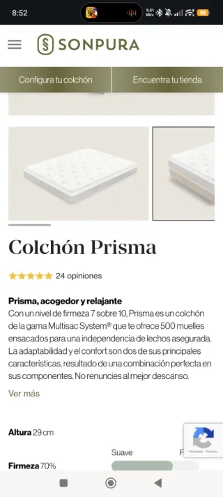 Colchón Sonpura Prisma 150x190