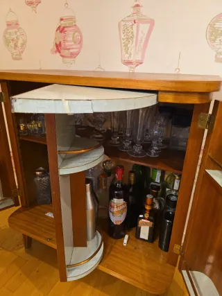 Mueble Bar Francés Roble Vintage Años 60