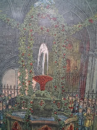 Grabado L'OU COMBALLA Catedral de Barcelona 1929