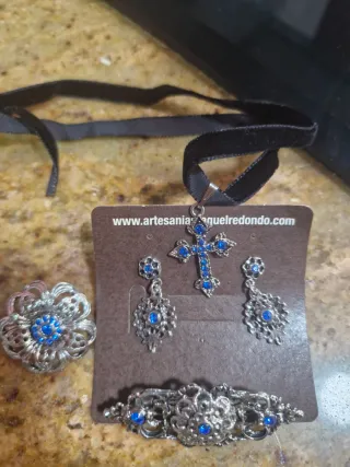 Conjunto Huertana Niña Plata y Azul