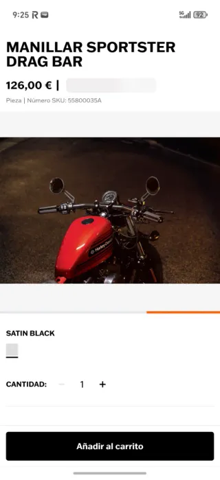 Manillar Sportster Drag Bar Satin Black