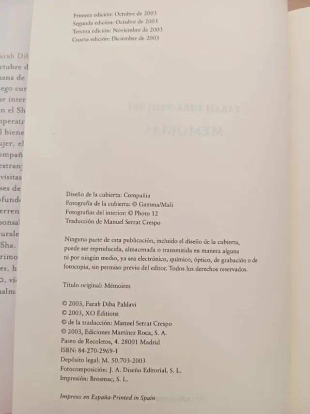 Farah Diba Pahlavi. Memorias.