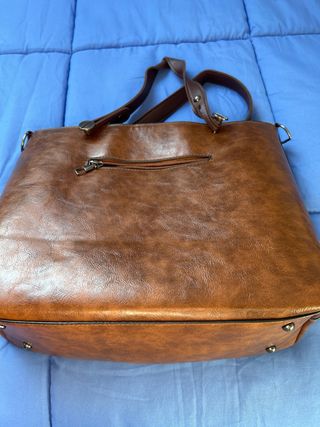 Bolso de mano de cuero marrón