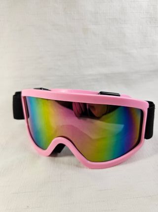 Gafas de esquí rosas con lente multicolor