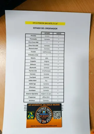 Portátil HP i5 16GB RAM 250GB SSD