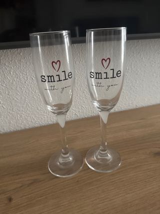 Juego de 2 copas de cristal con corazón