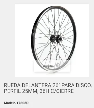 Rueda Delantera Disco 26 Perfil 25mm