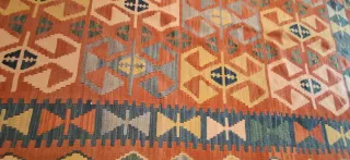 Alfombra turca vintage, hecha a mano de lana