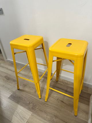 2 Taburetes Bar Metal Amarillo Sklum