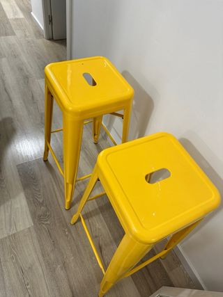 2 Taburetes Bar Metal Amarillo Sklum