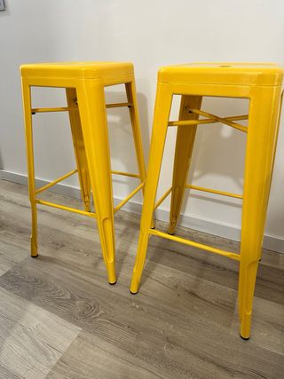 2 Taburetes Bar Metal Amarillo Sklum