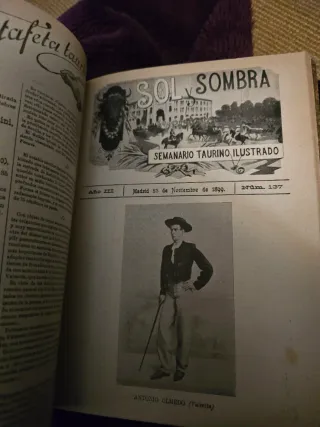 Sol y sombra.  Revista taurina 1899. Año completo