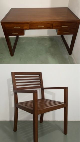 Escritorio y silla de madera