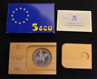 Moneda Plata 5 ECU 1989