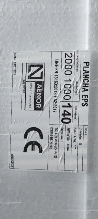 EPS 14 cm espesor 10€ placa de 2x1