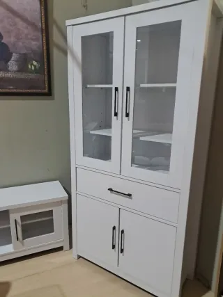 Vitrina Blanca Cristal Madera