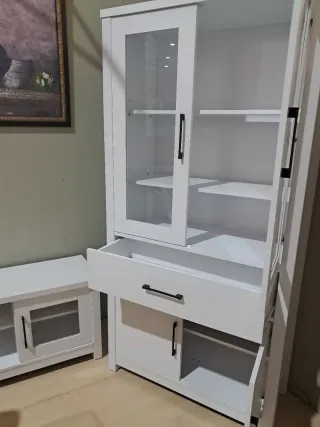 Vitrina Blanca Cristal Madera