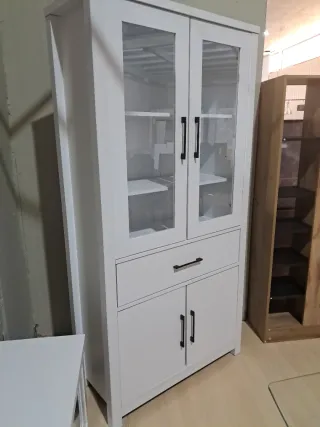 Vitrina Blanca Cristal Madera