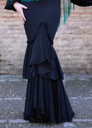 Vestido Flamenca Gitana Negro elastico.