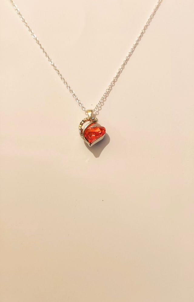 Collar Plata S925 Corazón Rojo