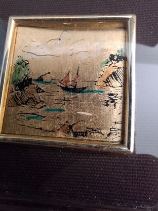 3 Quadretti Foglia Oro 22 kt Artigianali