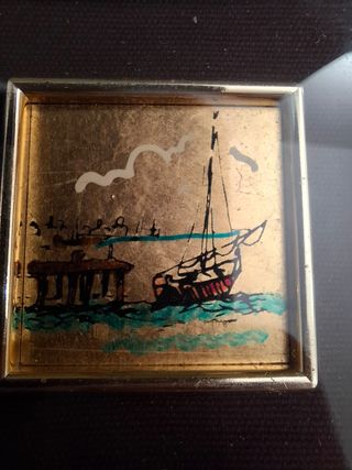 3 Quadretti Foglia Oro 22 kt Artigianali