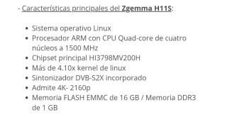 Decodificador Satélite Zgemma H11S 4K UHD