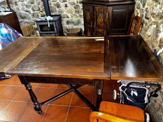 Mesa roble extensible para restaurar