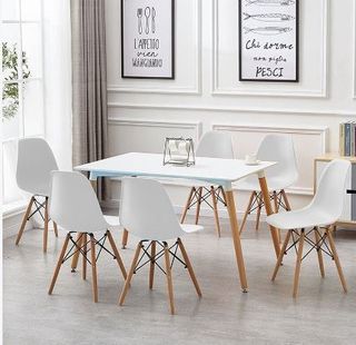 MESA COMEDOR 140CM + 6 SILLAS NÓRDICAS