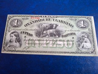 Billete antiguo El Banco Oxandaburu y Garbino