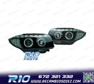 FAROS BMW E81 E87 E82 E88 OJOS ANGEL LUZ DIURNA FONDO NEGRO