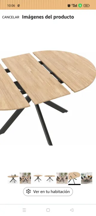 Mesa extensible redonda madera y metal