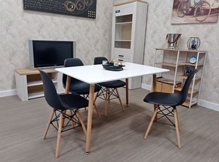 MESA COMEDOR 140CM + 4 SILLAS NÓRDICAS